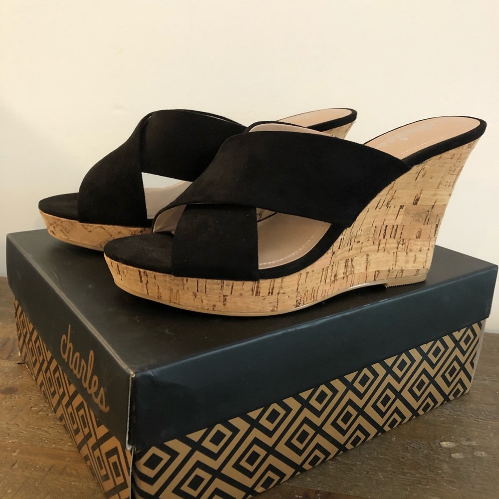 Charles David Black Latrice Wedge Mule Sandal